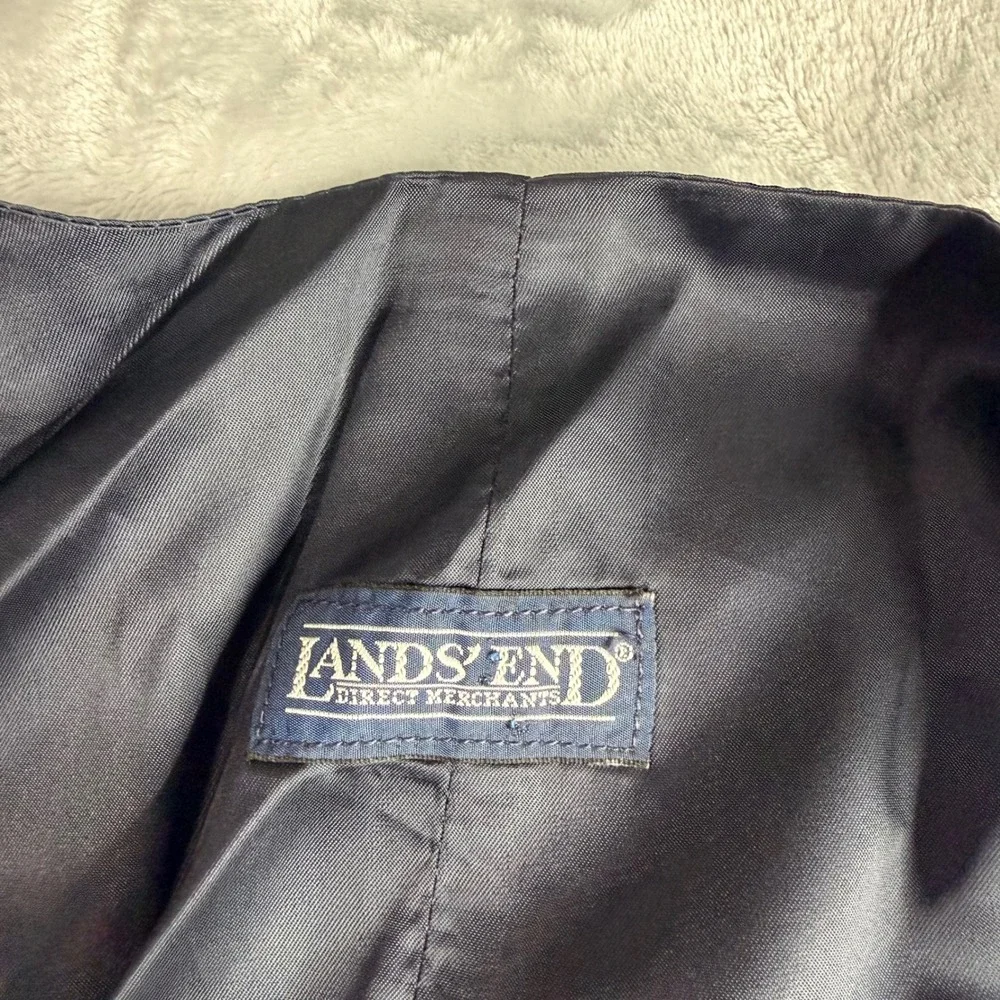 Lands End Mens 41R Wool Suit Vest Navy Blue Pinstripe Made in USA Style 37315